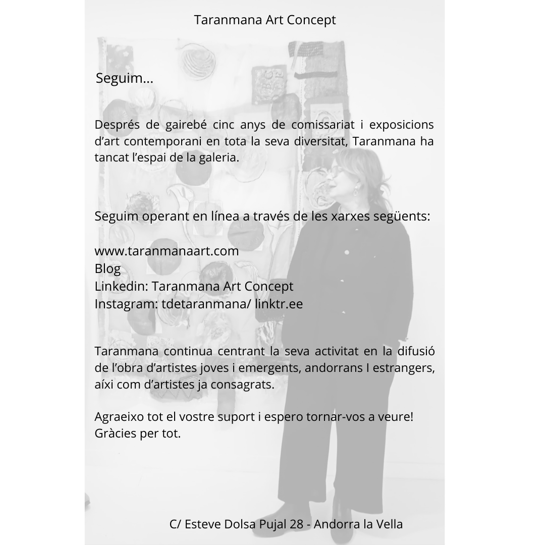 30 juny 2024 - Tancament de l'espai expositiu - Seguim operant en linea a través de ARTSY - Instagram - Facebook i Linkedin 